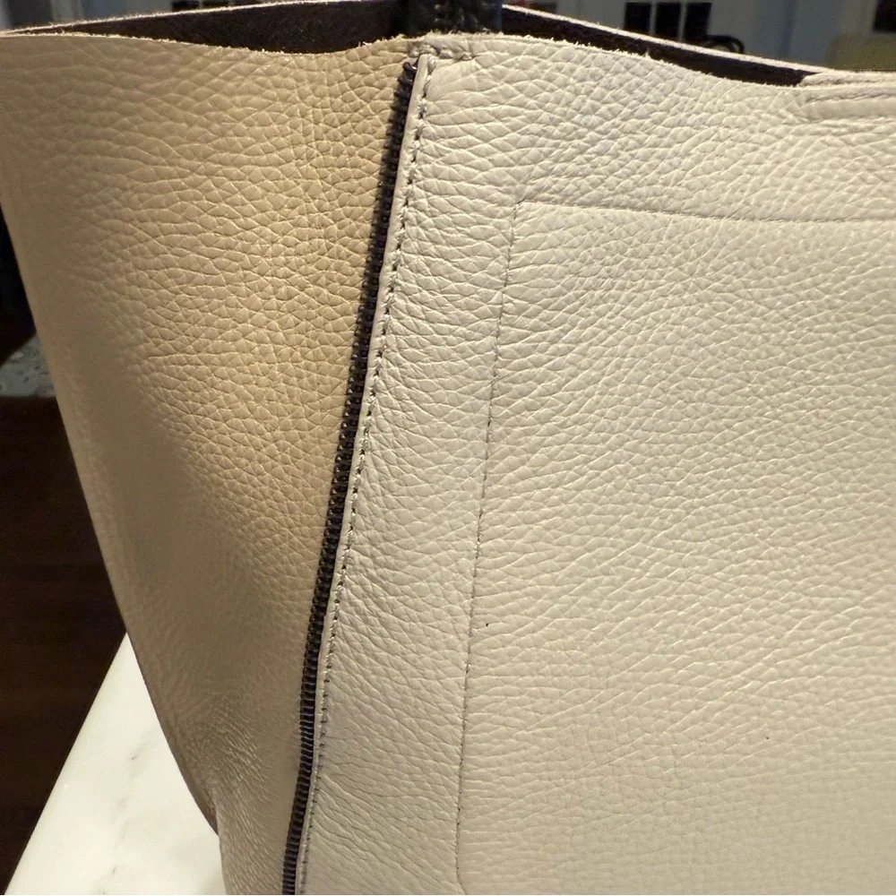 Botkier Tote Bag Soho Color-block Tan, Ivory & Black Pebbled Leather PRISTINE